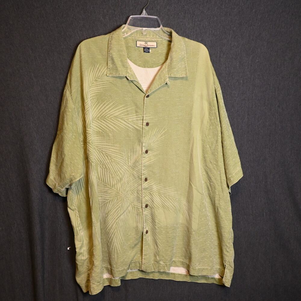 Tommy Bahama Men's XXL 100% Silk Palm Tree Print Hawaiian Shirt Button Up